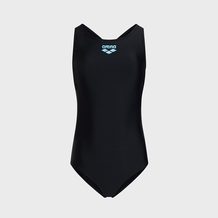 Black arena competitive swimsuit ghost mannequin